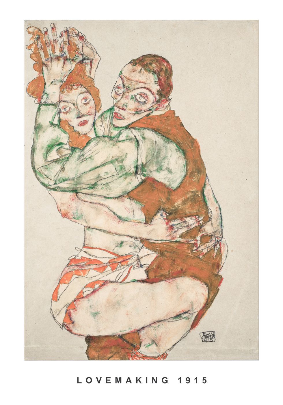 Von Egon Schiele inspiriertes abstraktes Kunstposter - Posterbox.no