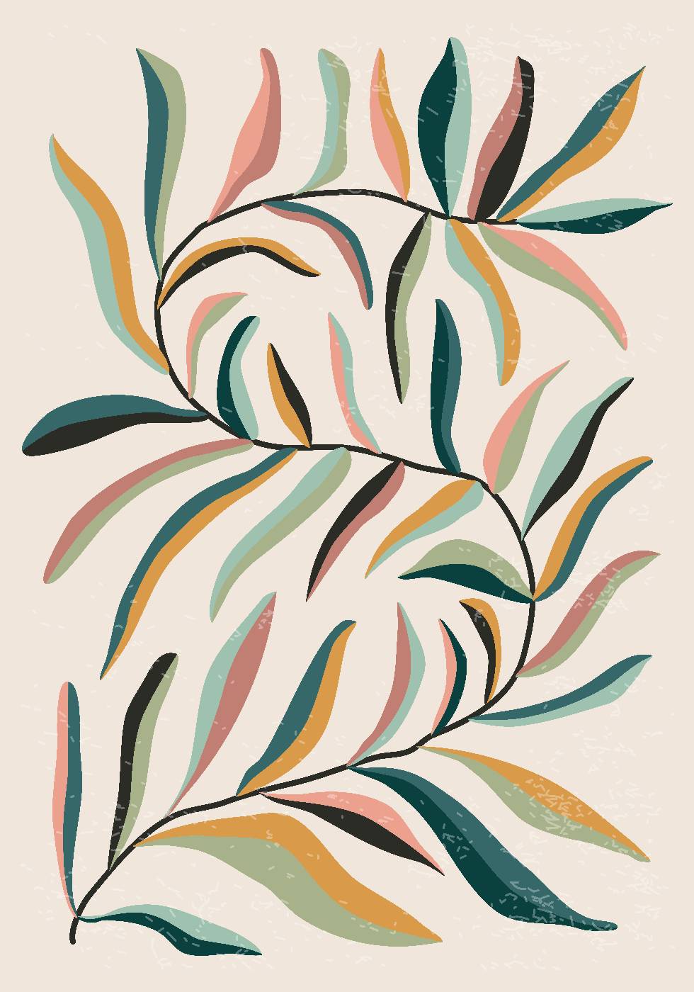 Minimalismus-Plakat mit botanischen Blättern - Posterbox.no