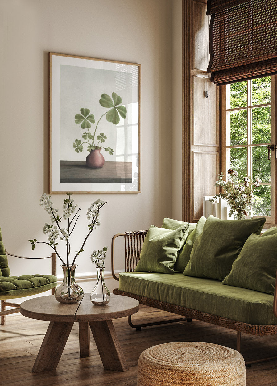 Glücksposter mit vierblättrigen Kleeblättern - Posterbox.no