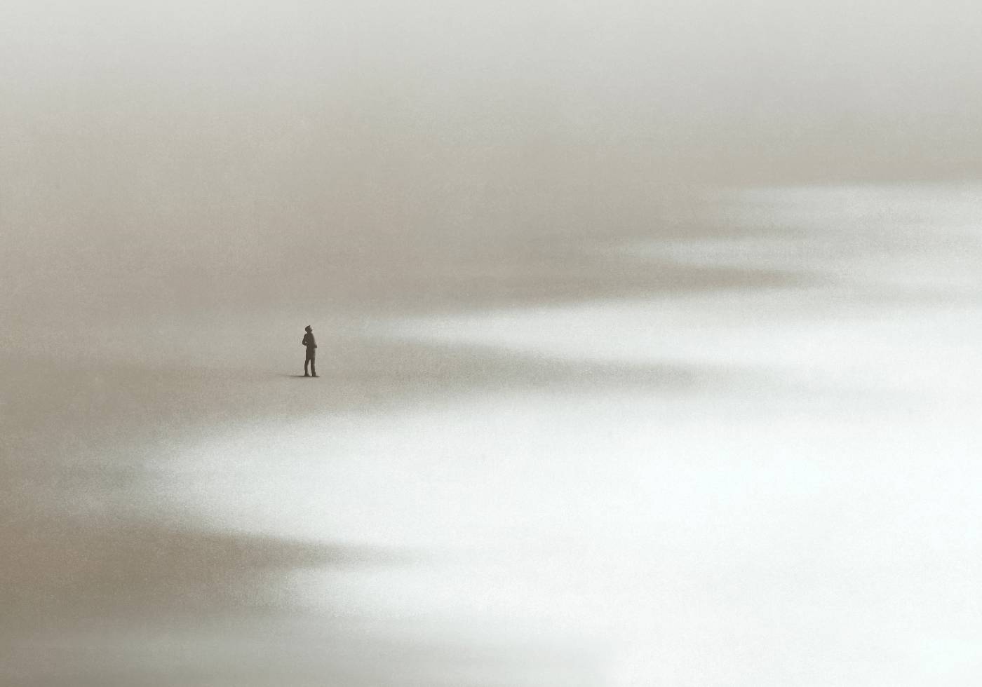 Poster „Lonely Man Walking the Beach“ - Posterbox.no