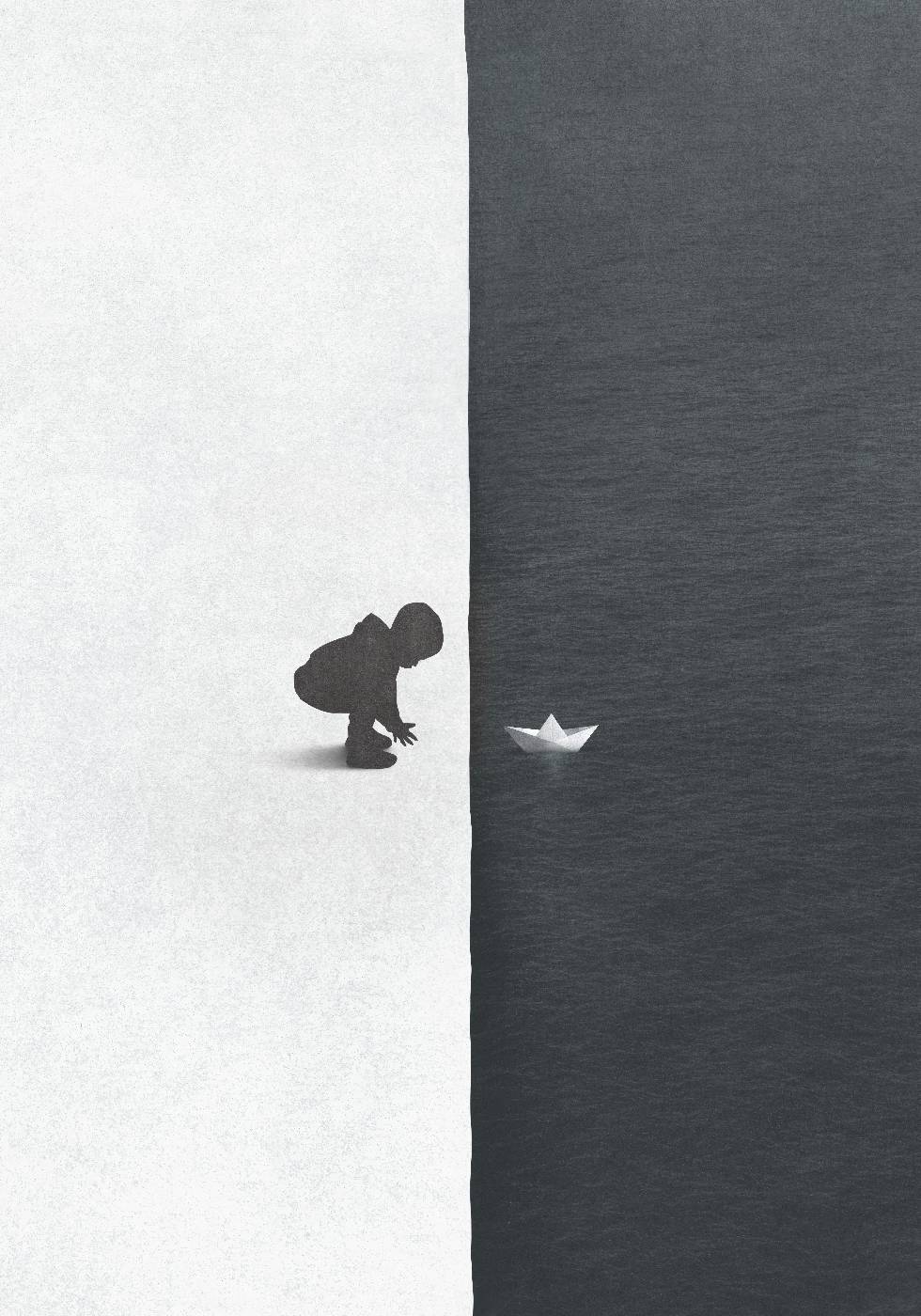 Kontrastposter „Kind mit Boot“ - Posterbox.no