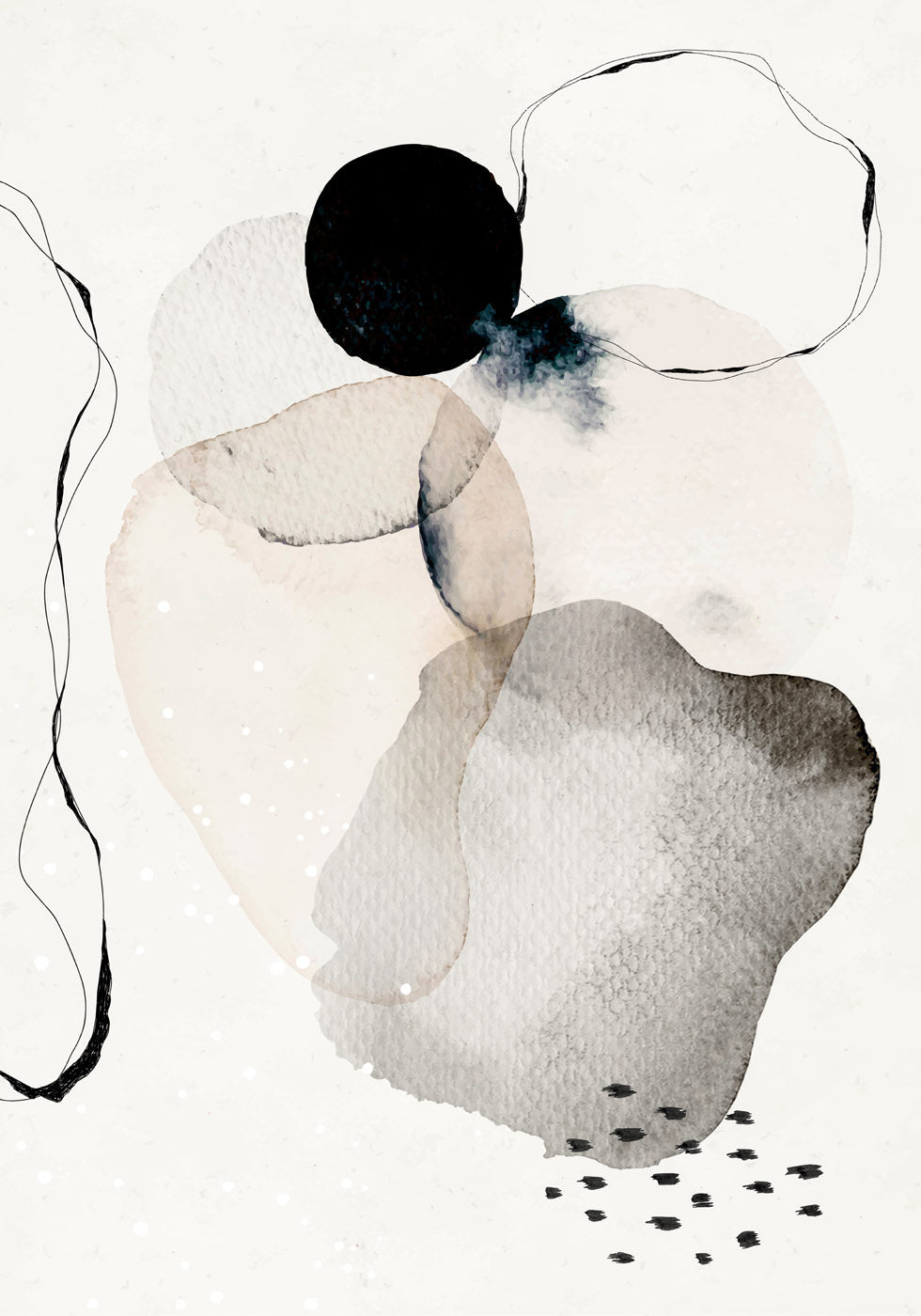 Poster mit abstrakten Aquarellkreisen und Flecken - Posterbox.no