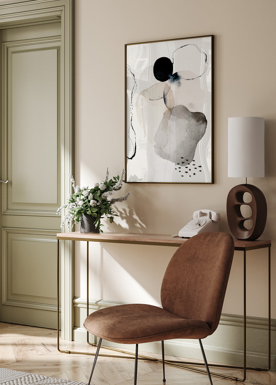 Poster mit abstrakten Aquarellkreisen und Flecken - Posterbox.no