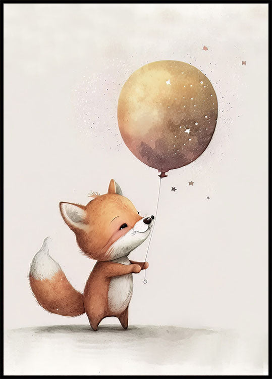 Kinderzimmerposter „Fox Holding Balloon“ - Posterbox.no
