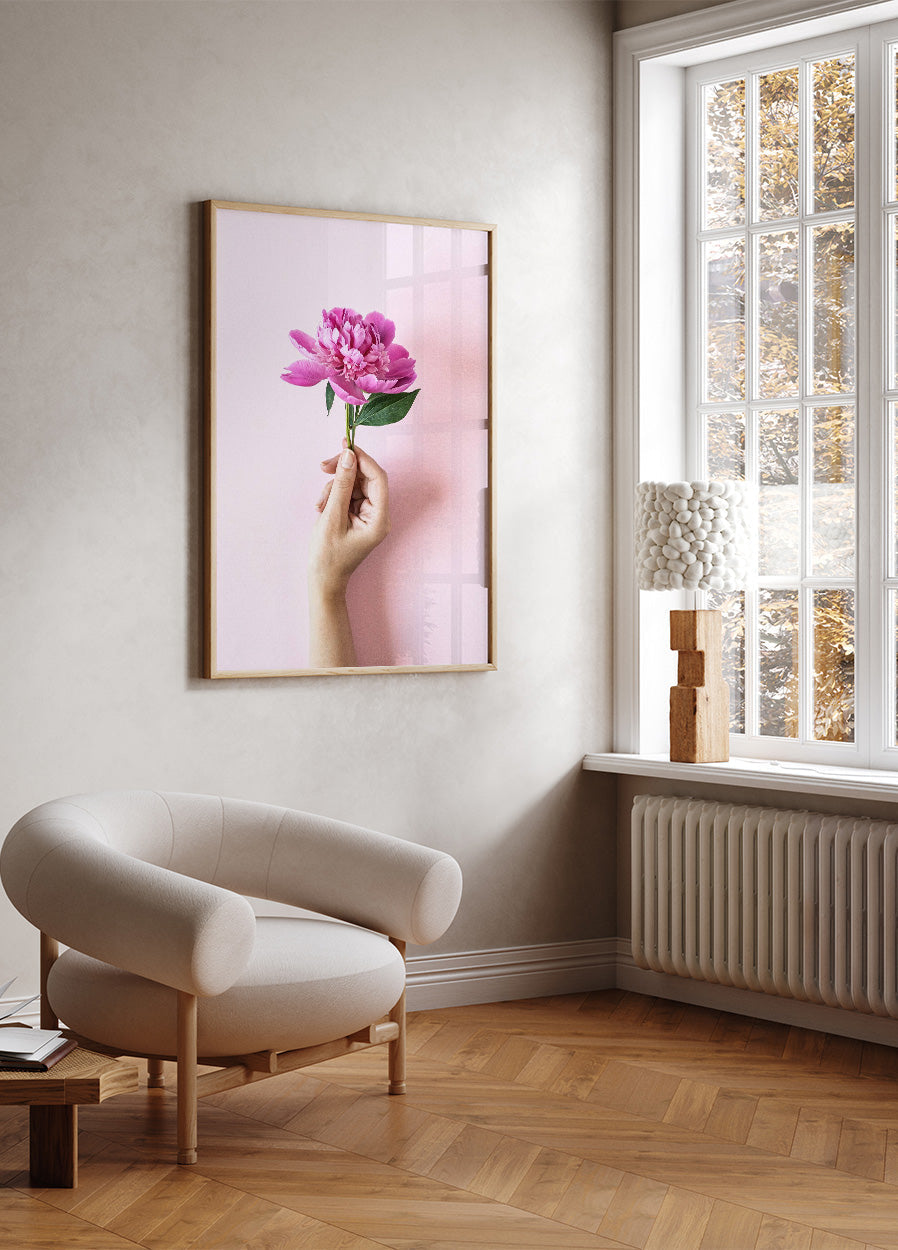 Poster mit rosa Pfingstrosenblume - Posterbox.no