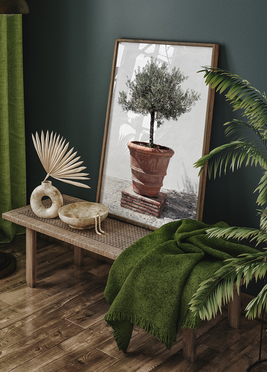 Olivenbaum im Vintage-Terrakotta-Poster - Posterbox.no