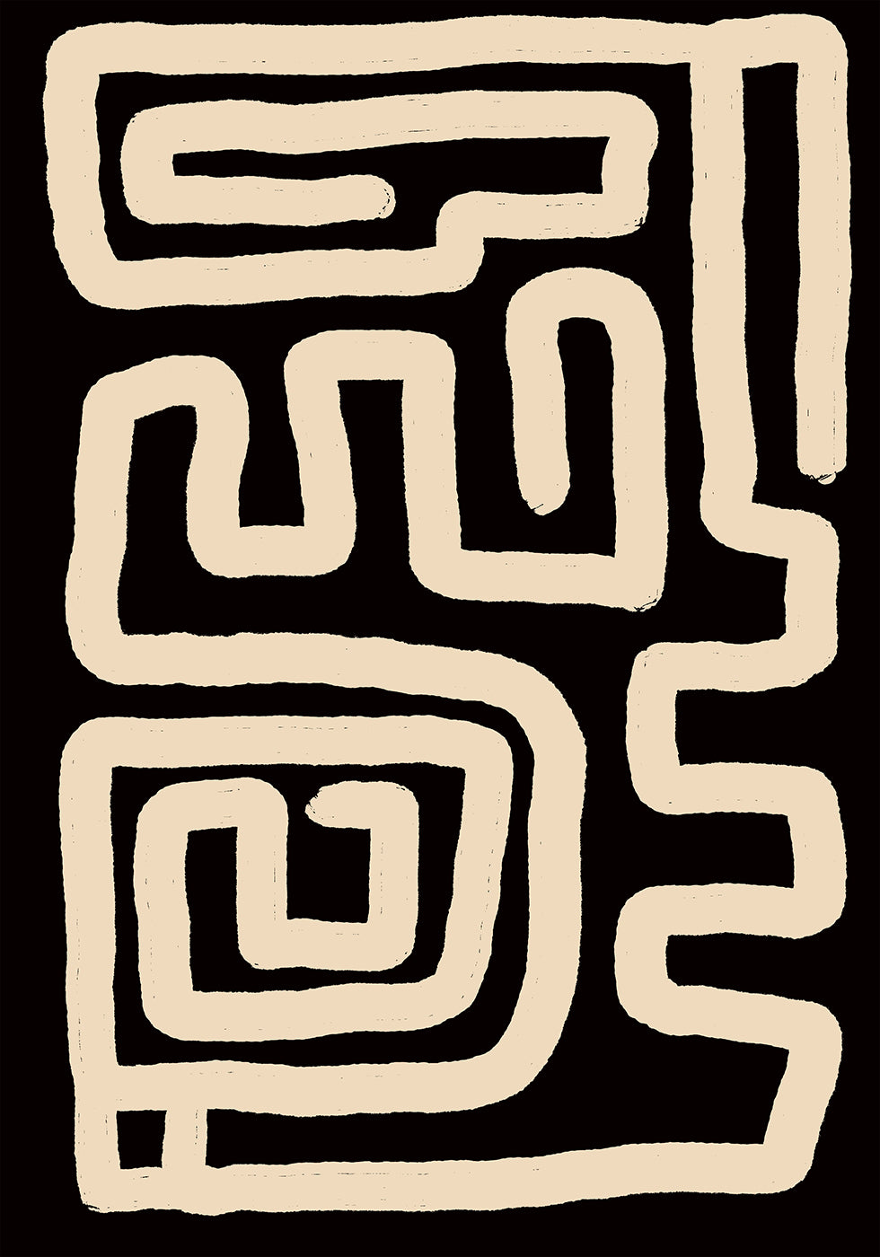 Beigefarbenes Labyrinth-Linien-Poster