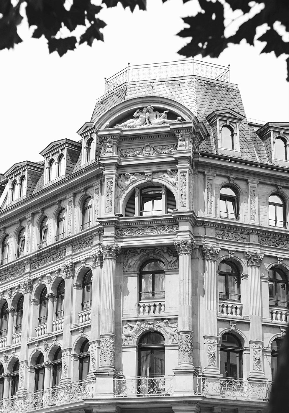 Wiener Barock-Stadthaus-Schwarz-Weiß-Poster