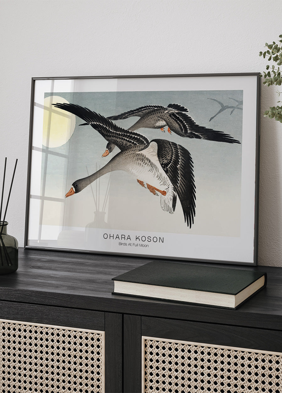 Vögel bei Vollmond von Ohara Koson Poster - Posterbox.dk