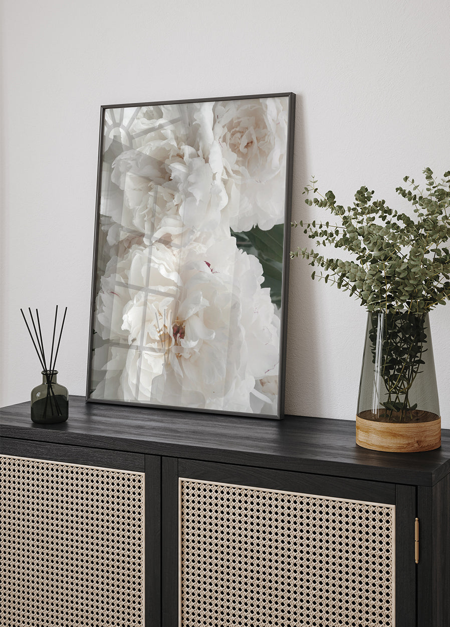 Poster Strauß weißer Pfingstrosen - Posterbox.dk