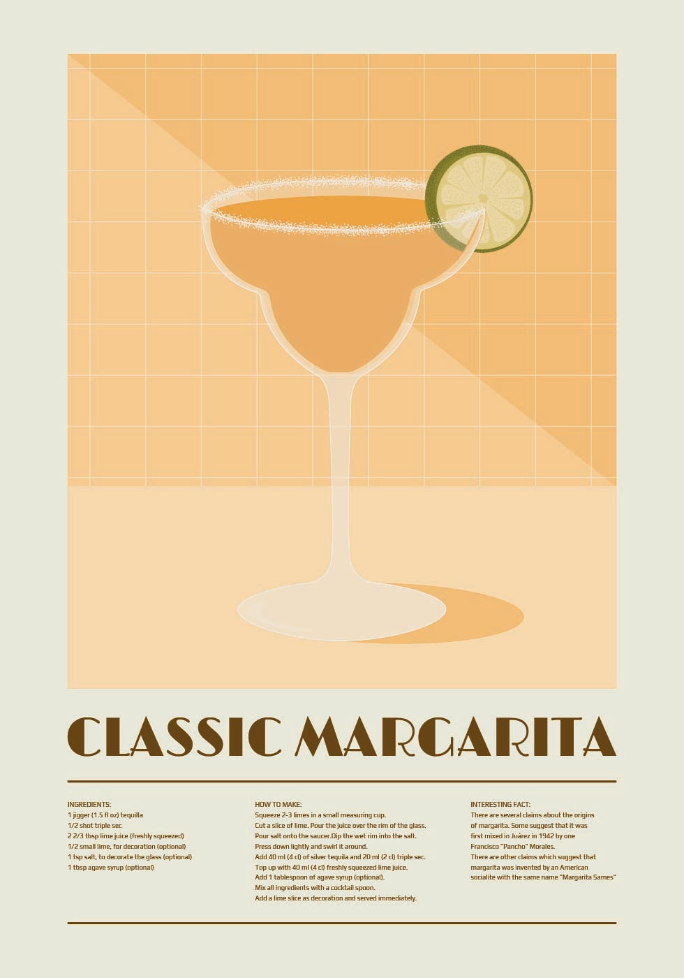 Klassischer Margarita-Cocktail, Rezeptkunst-Poster