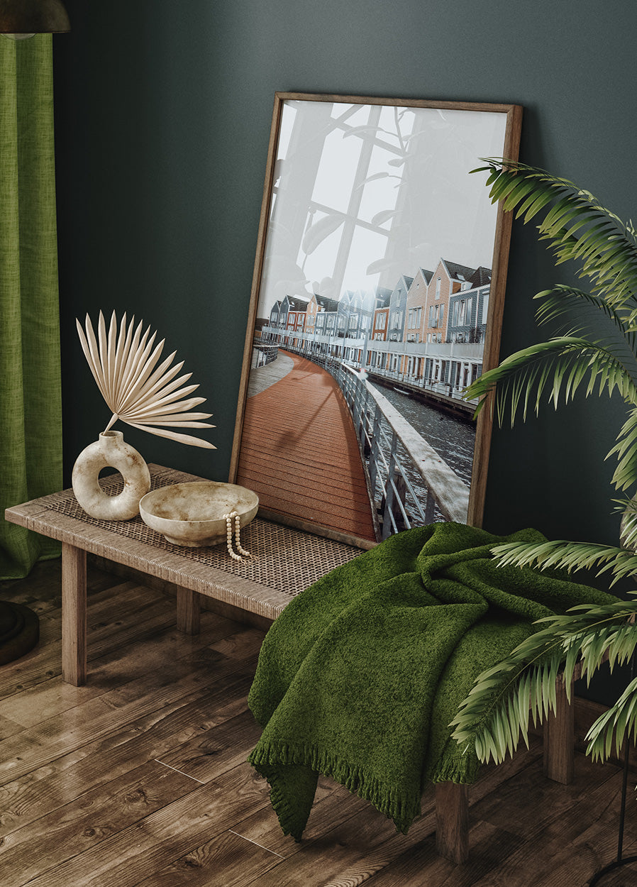 Bunte Häuser am Rietplas in Houten Poster - Posterbox.dk