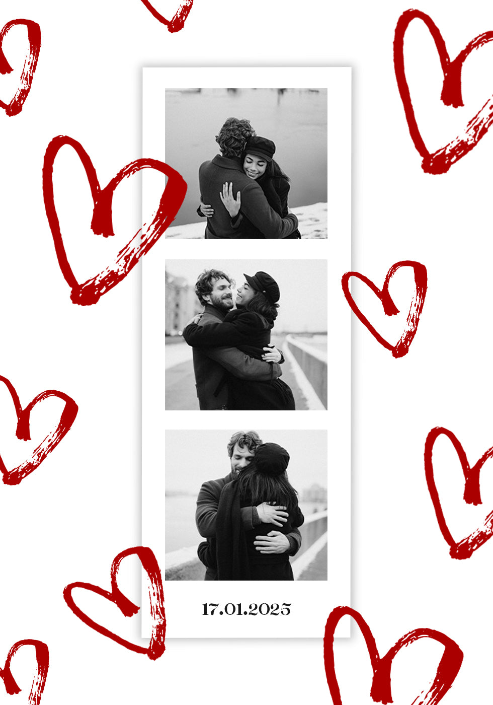 Paar personalisiertes Polaroid-Foto-Collage-Poster