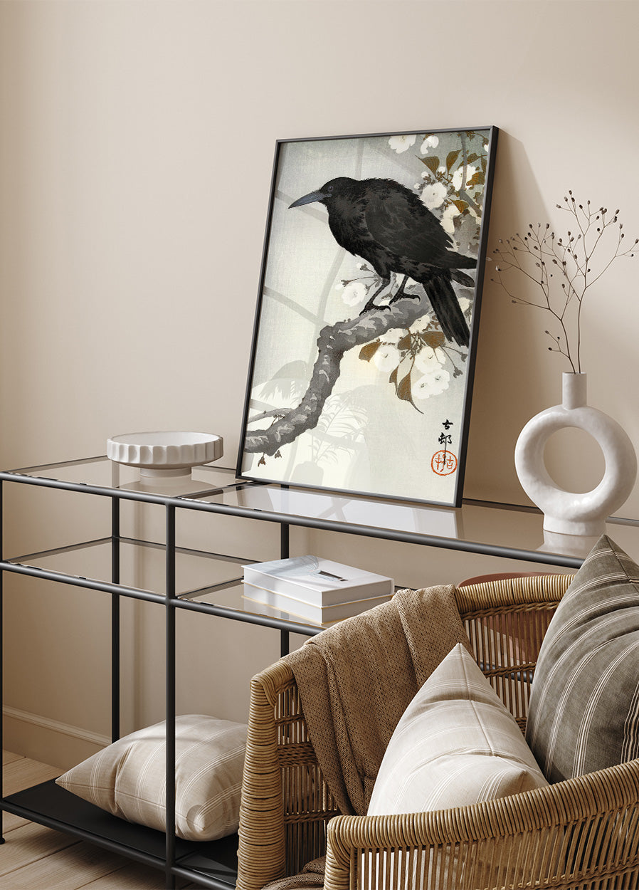 Krähe und Vollmond von Ohara Koson Poster - Posterbox.dk