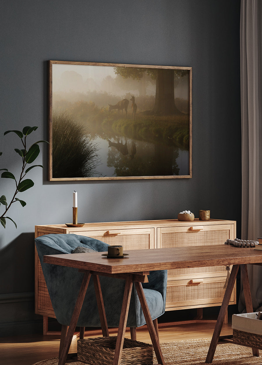 Poster „Hirsch im Nebel“ - Posterbox.dk