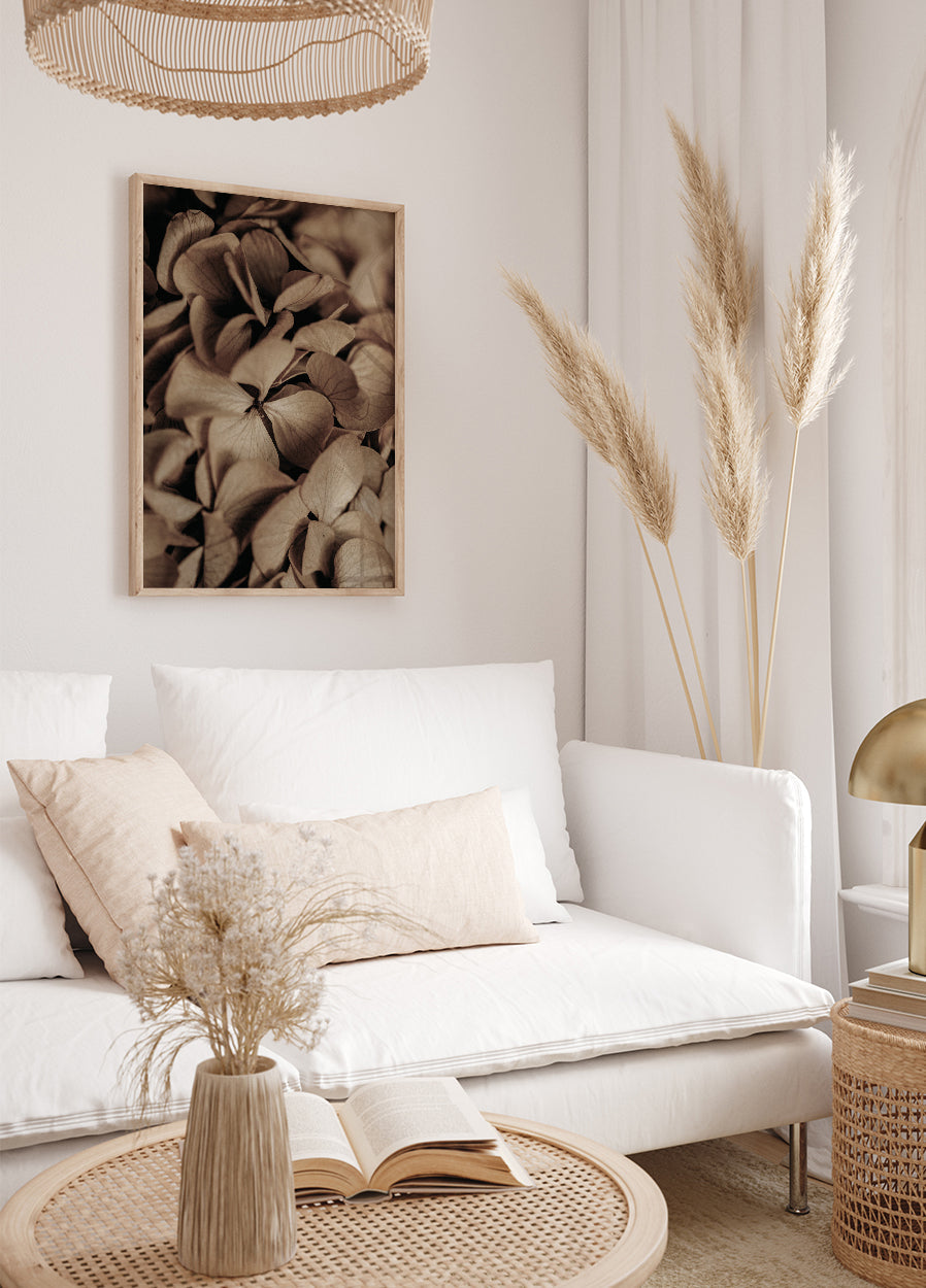 Poster mit getrockneten Hortensien - Posterbox.dk