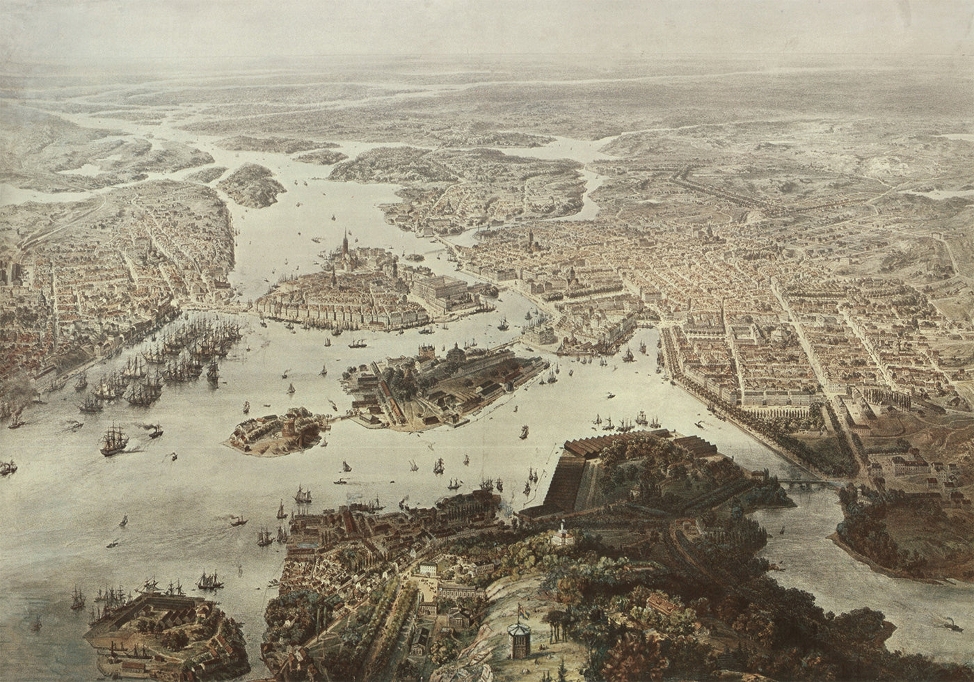 Fogelvue Over Stockholm 1860 Poster - Posterbox.dk