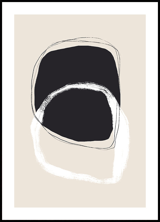 Schwarz-Weiß-Formen mit fließenden Linien