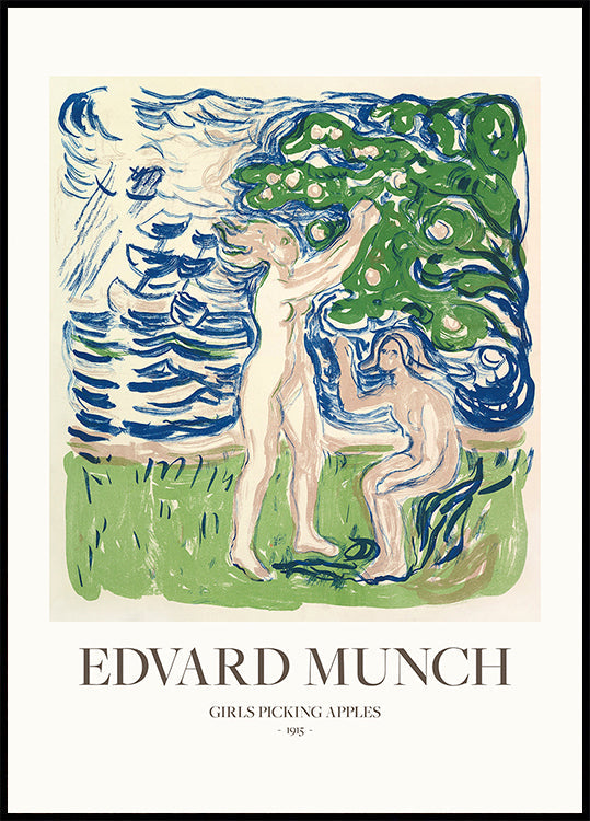 Mädchen pflücken Äpfel Poster