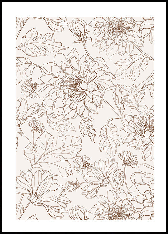 Blumen-Line-Art-Poster - Posterbox.dk