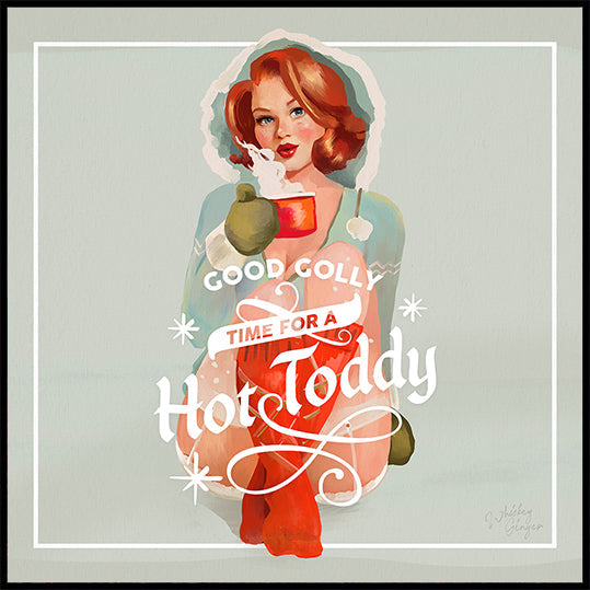 Hot Toddy Redhead Vintages Winter-Cocktail-Kunstplakat