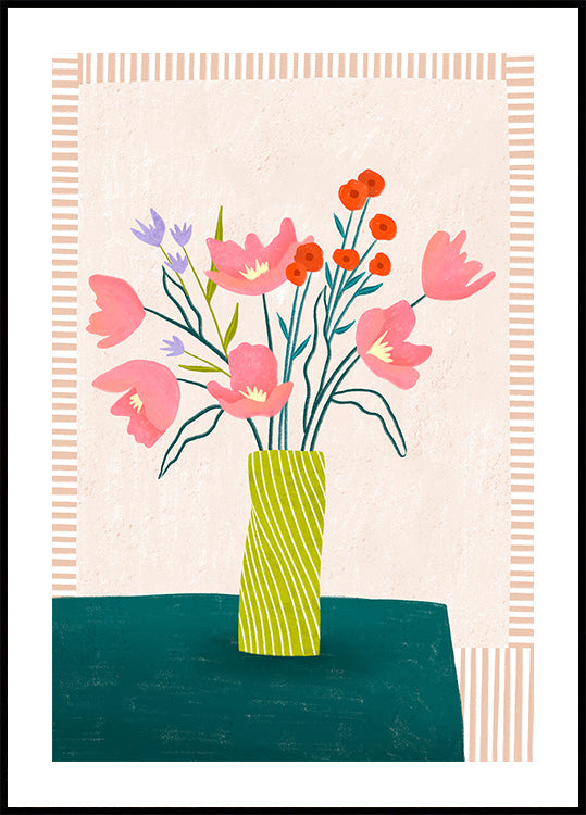 Bunte Blüten in Streifen