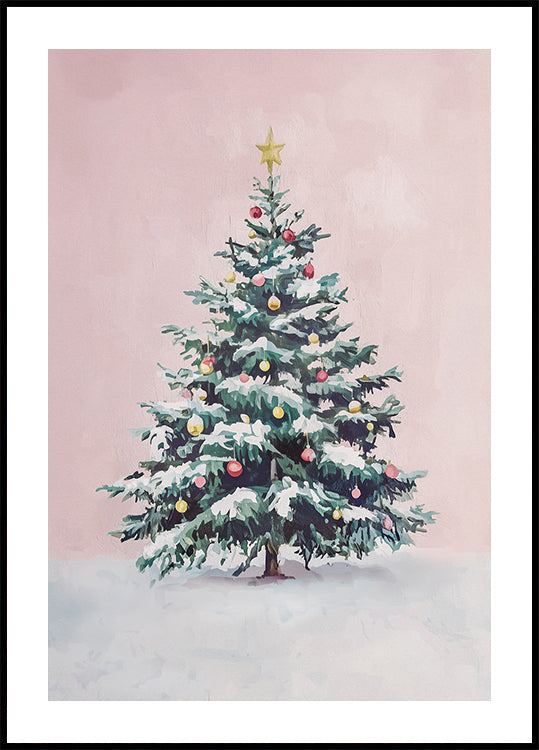 Poster mit verschneitem Weihnachtsbaum