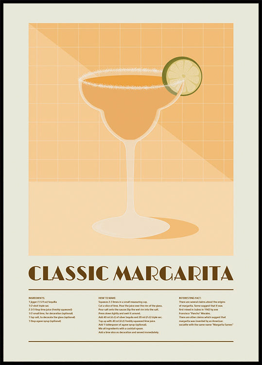 Klassischer Margarita-Cocktail, Rezeptkunst-Poster