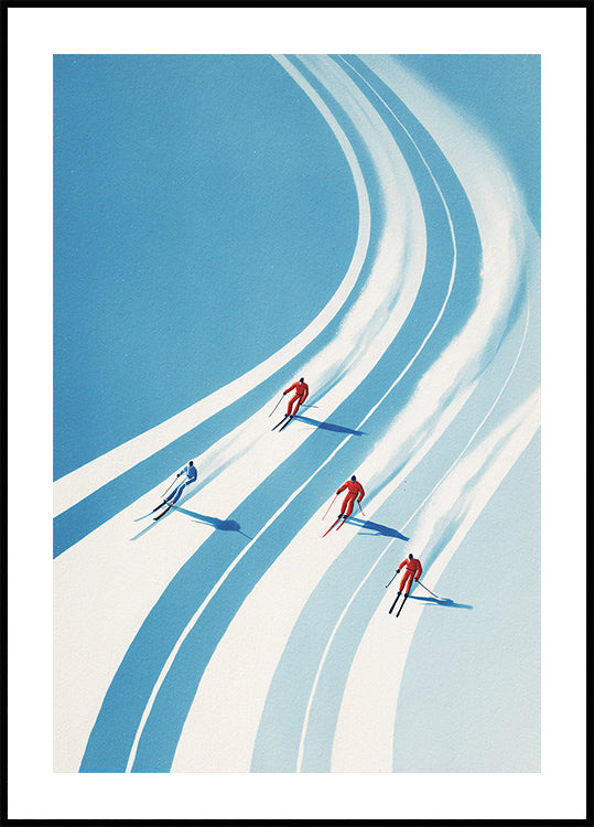 Poster mit vier Skifahrern