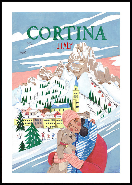 Reiseplakat Frau in Cortina, Italien Poster