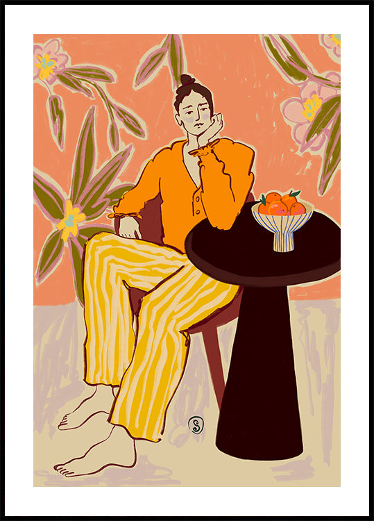 Poster Frau mit Orangen