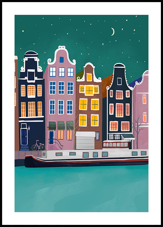 Amsterdam bei Nacht Poster