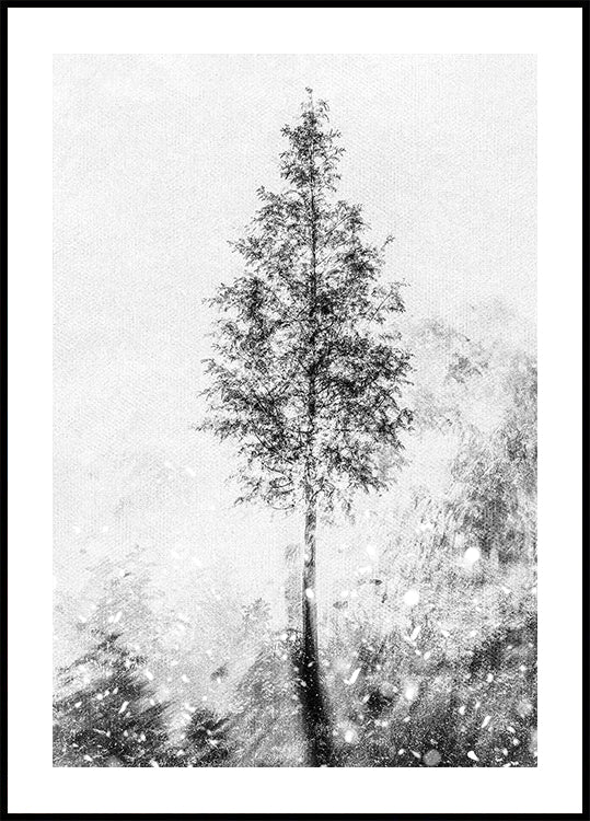 Gewebtes Poster mit natürlichen Träumen in Schwarz und Weiß