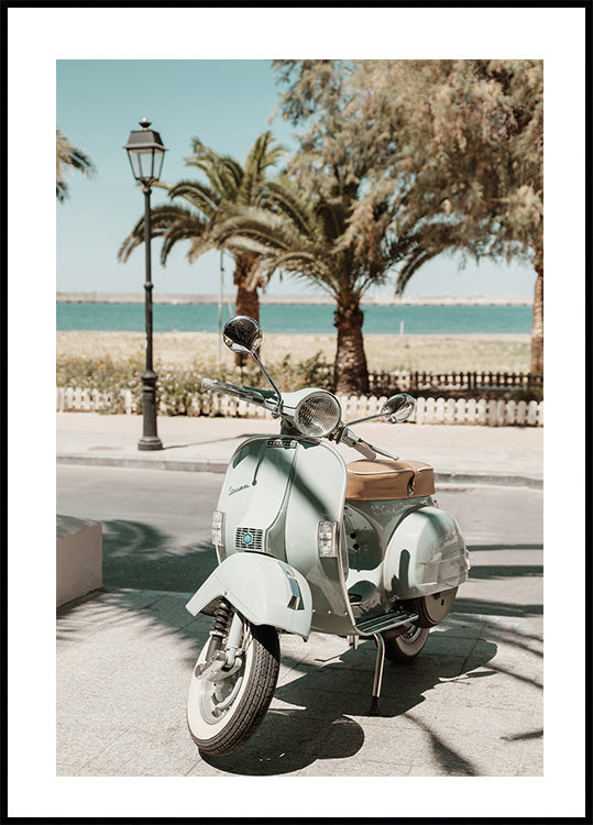Blaues Vespa-Roller-Poster - Posterbox.dk