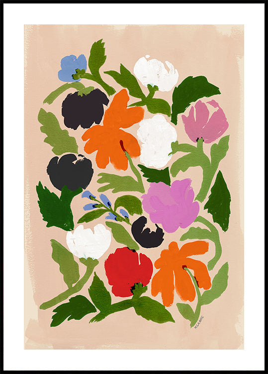 Lebhaftes, florales, abstraktes Blumen-Poster