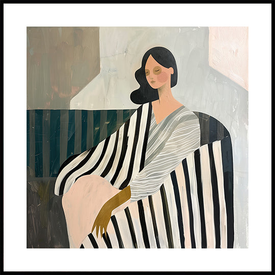 Poster „Frau im Liegestuhl“.