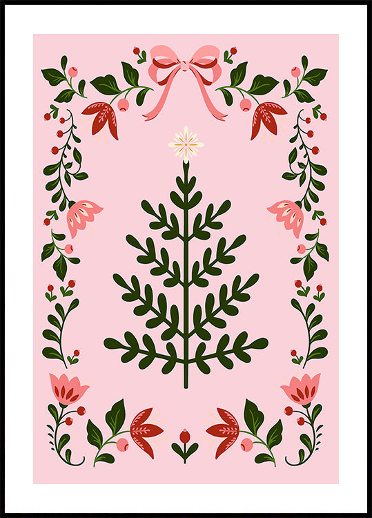 Rosa Weihnachtsbaum-Poster