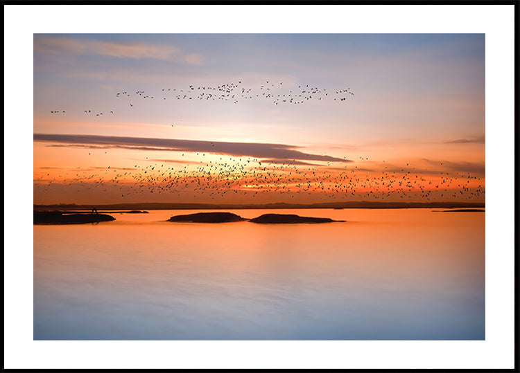 Poster zum Sonnenuntergang in der Stadt