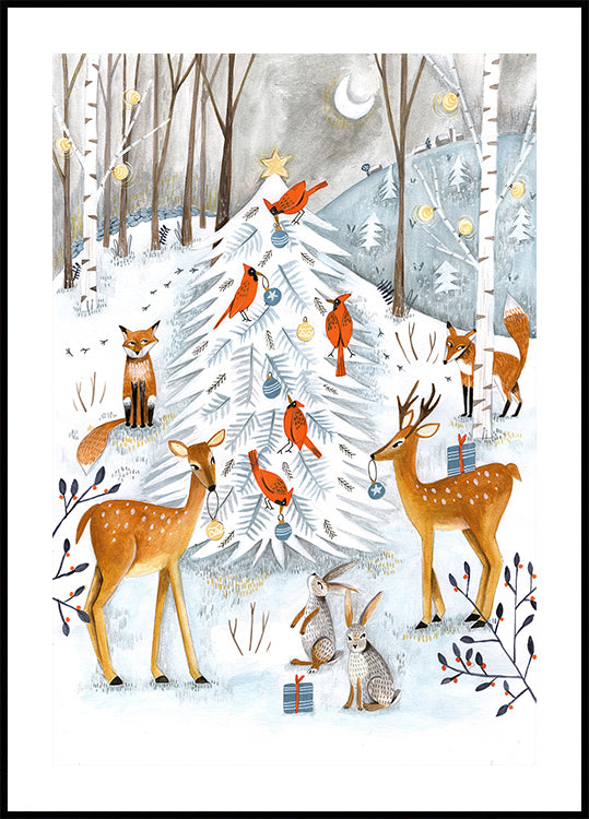 Weihnachten im Wintertierwald Poster