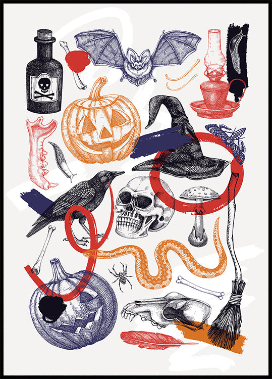 Halloween-Collage-Kunstposter