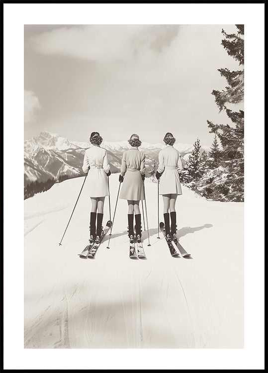 Vintages Glamour-Skifahrer-Poster