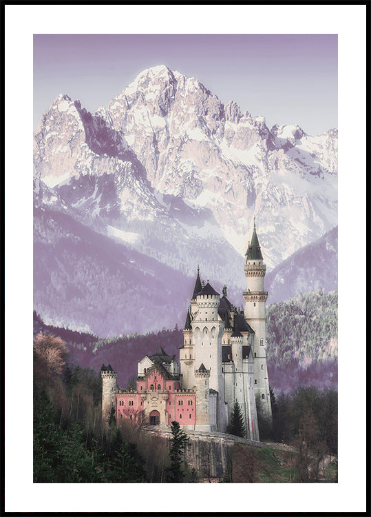 Poster Schloss Neuschwanstein und Alpenberge - Posterbox.dk
