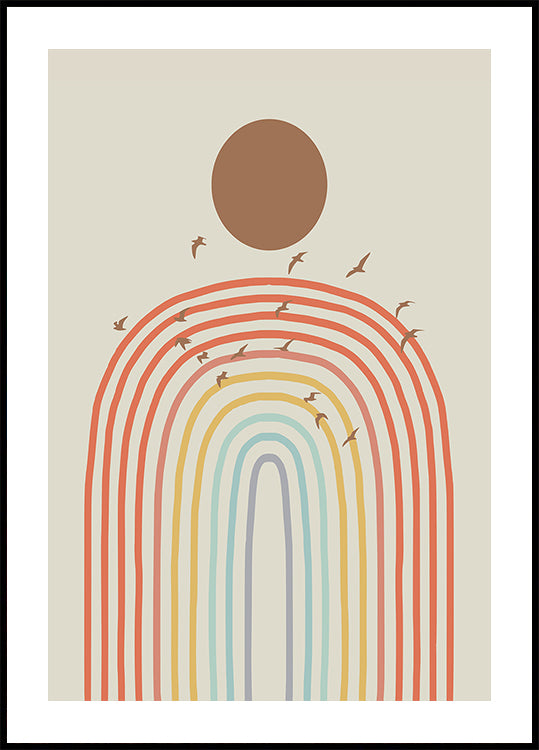 Stilisierter Regenbogen mit geschichtetem Pastell-Poster