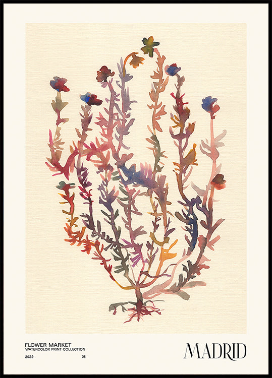 Sammlung von Aquarelldrucken. Blumenmarkt - Madrid