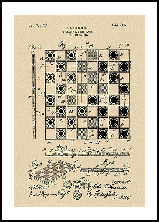 Checker- und Schachbrett-Patent 1921 Poster