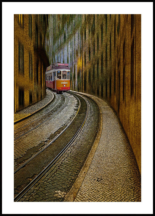 Eisenbahn mit Straßenbahn Poster