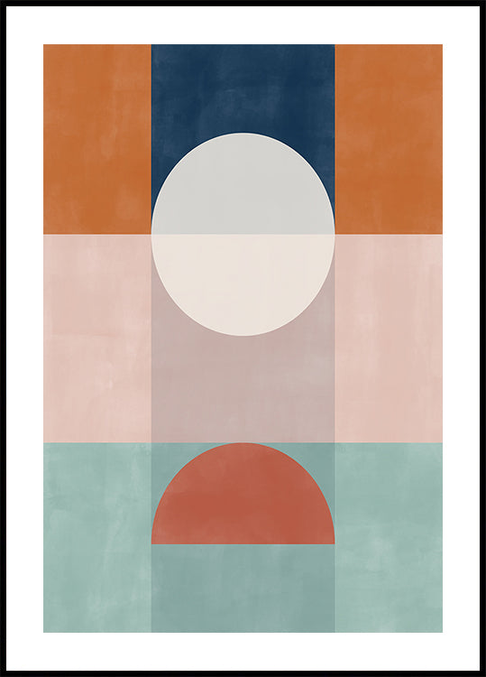 Abstraktes geometrisches Kunstwerk mit erdigen Tönen Poster