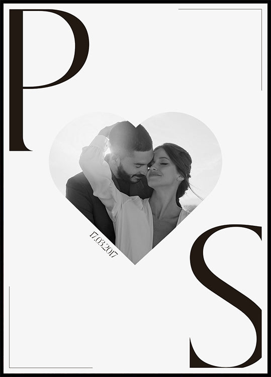 Minimalistisches Herz-Jubiläums-Datums-personalisiertes Poster