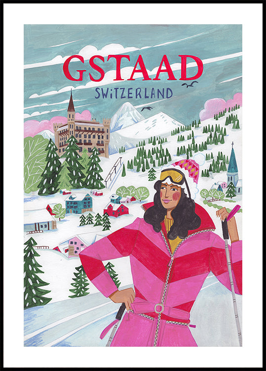 Reisefrau in Gstaad, Schweiz Poster