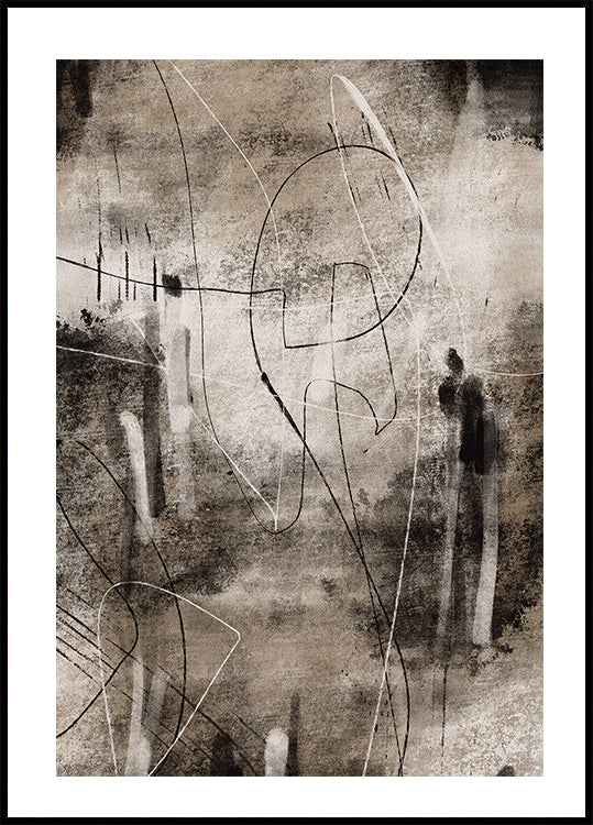 Abstrakte Linien und Texturen Kunstposter - Posterbox.dk